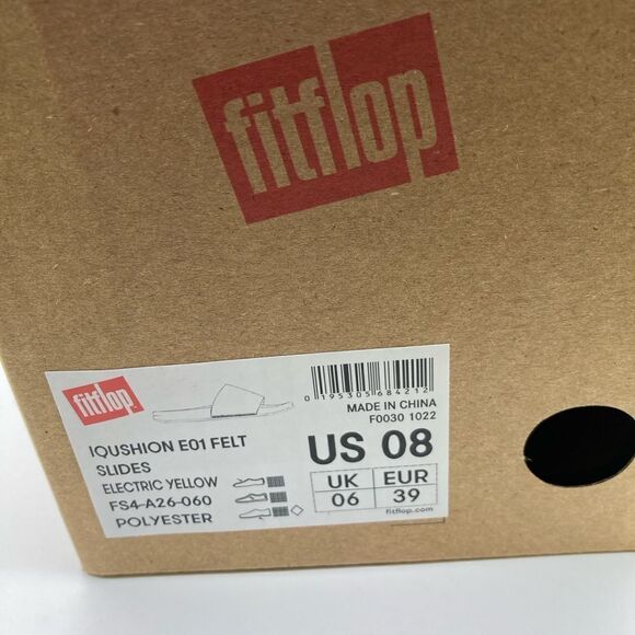 NWT FitFlop Iqushion Felt Slides Electric Yellow SZ 8 - Picture 8 of 8